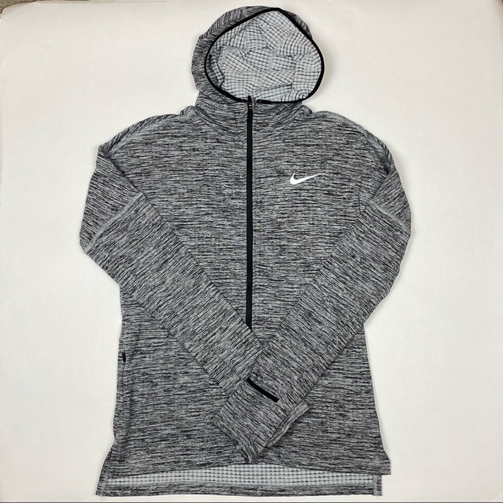 Nike Black Heather Therma Sphere Element L/S ZipRunning Hood XS - Picture 3 of 13